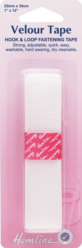 H650.25 Hook & Loop Tape: Sew-On: 30cm x 25mm: White