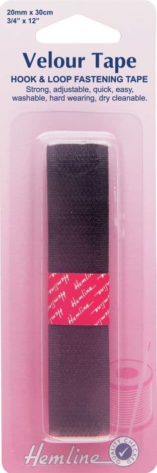 H651.20 Hook & Loop Tape: Sew-On: 30cm x 20mm: Black