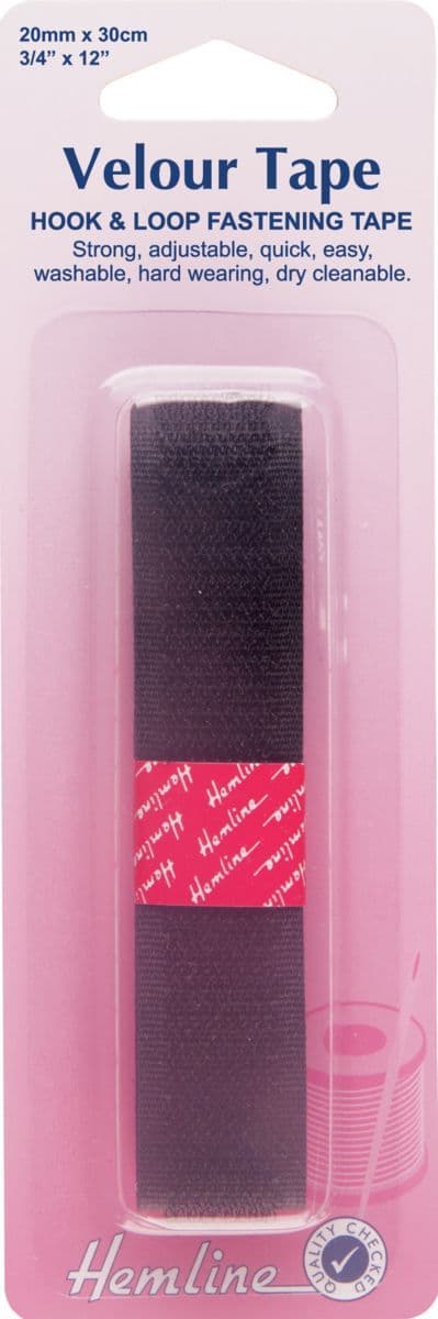 H651.20 Hook & Loop Tape: Sew-On: 30cm x 20mm: Black
