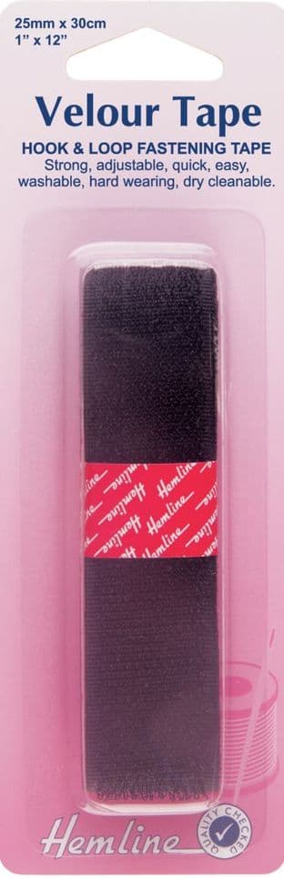 H651.25 Hook & Loop Tape: Sew-On: 30cm x 25mm: Black