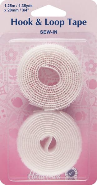 H653.20 Hook & Loop Tape: Sew-On: Value Pack: 1.25m x 20mm: White