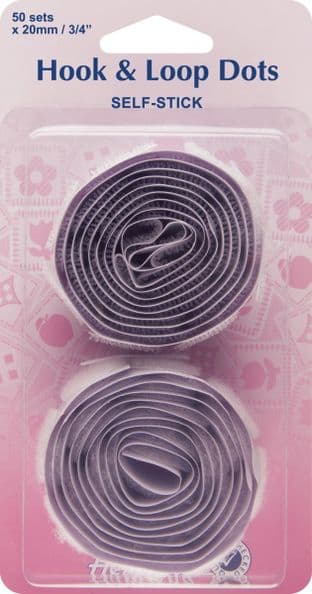 H655.20 Hook & Loop Dots: Stick-On: 50 sets of 20mm: White