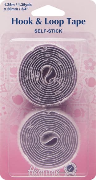 H657.20 Hook & Loop Tape: Stick-On: Value Pack: 1.25m x 20mm: White