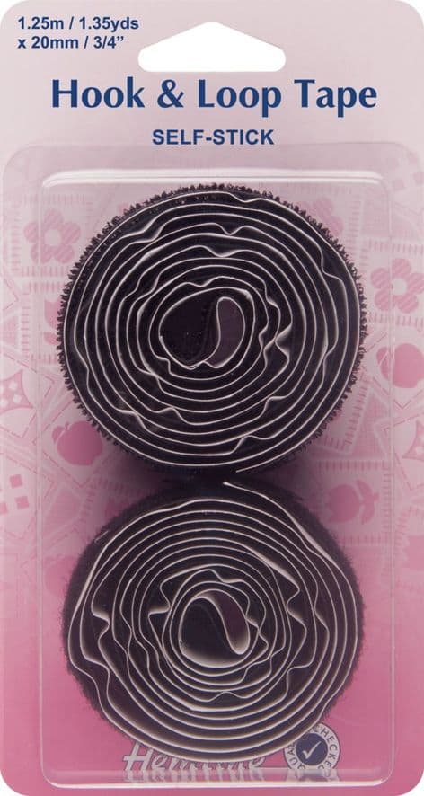 H658.20 Hook & Loop Tape: Stick-On: Value Pack: 1.25m x 20mm: Black