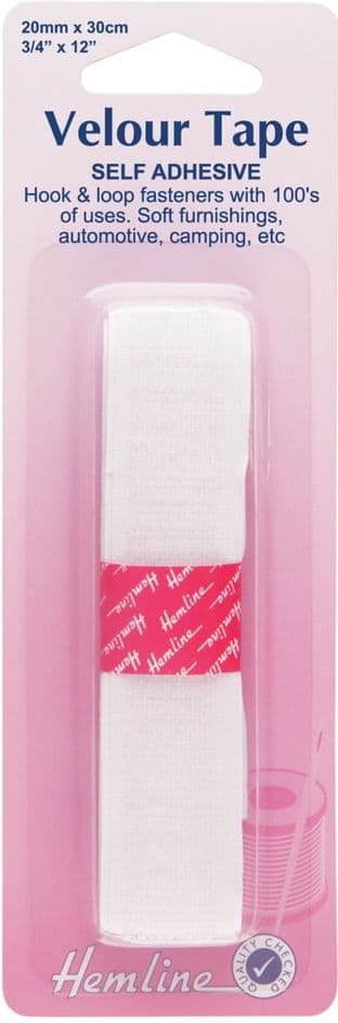 H660.20 Hook & Loop Tape: Stick-On 30cm x 20mm: White