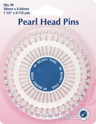 H669.S Assorted Pearl Heads Pins: Silver - 38mm, 40pcs