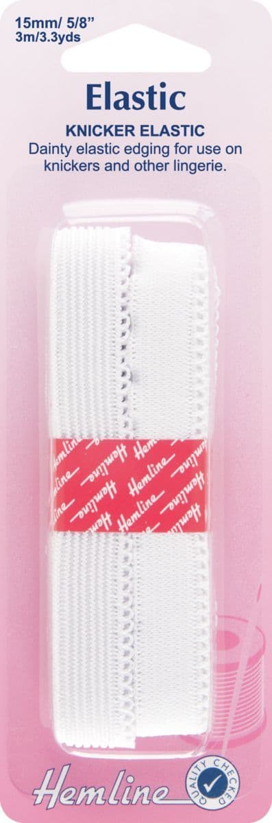 H680.15 Knicker Elastic: White - 3m x 15mm