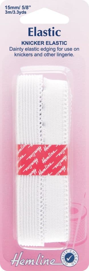H680.15 Knicker Elastic: White - 3m x 15mm
