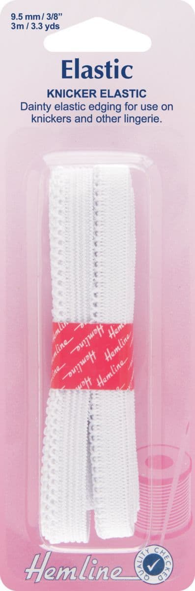 H680.95 Knicker Elastic: White - 3m x 9.5mm