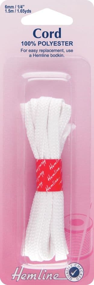 H683 Polyester Cord: White - 1.5m x 6mm