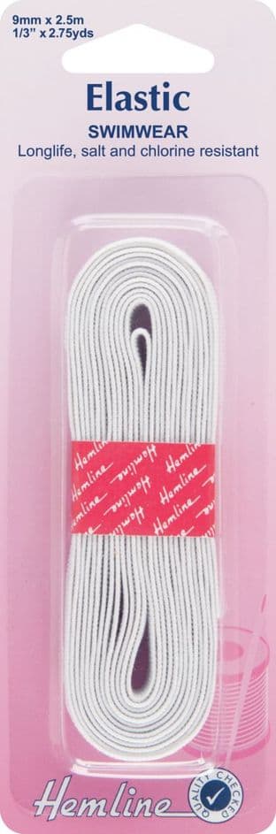 H685.90 Swimwear Elastic Woven: White - 2.5m x 9mm