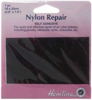 H689.BLACK Self Adhesive Nylon Repair Patch: Black - 10 x 20cm