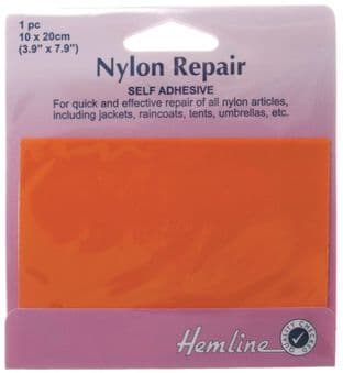 H689.ORANGE Self Adhesive Nylon Repair Patch: Orange - 10 x 20cm