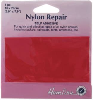 H689.RED Self Adhesive Nylon Repair Patch: Red - 10 x 20cm