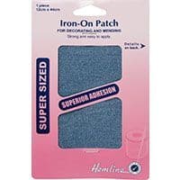 H690L\LD Iron-on Repair Fabric: Light Denim - 12 x 44cm
