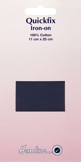 H692 Quickfix Iron-On Cotton Patches: Navy - 11 x 25cm