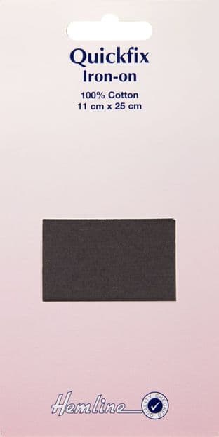 H692.GREY Quickfix Iron-On Cotton Patches: Grey - 11 x 25cm