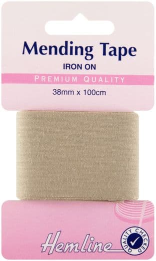 H698\BEI Iron-On Mending Tape: Beige - 100cm x 35mm
