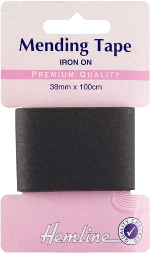 H698\BLK Iron-On Mending Tape: Black - 100cm x 35mm