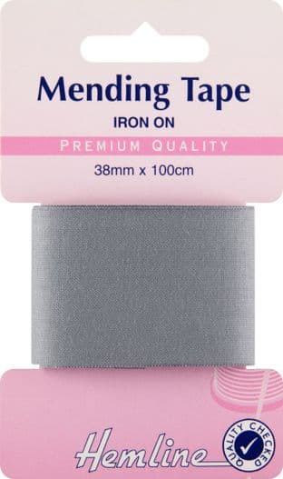 H698\MID Iron-On Mending Tape: Mid Grey - 100cm x 35mm