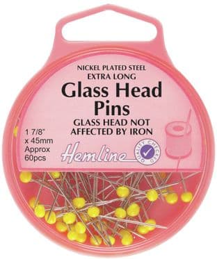 H703 Quilters Glass Head Pins: Nickel - 45mm, 60pcs