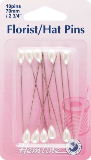 H711 Florist/Hat Pins: Nickel - 65mm, 10pcs