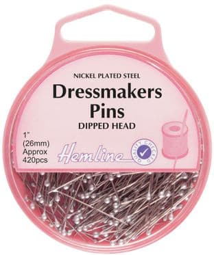 H717 Dressmakers Dipped Head Pins: Nickel - 26mm, 420pc