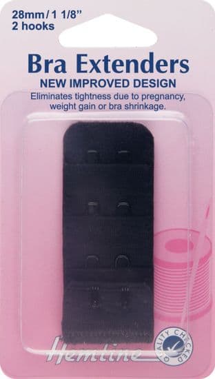 H771.28.B Bra Back Extenders: Black - 28mm