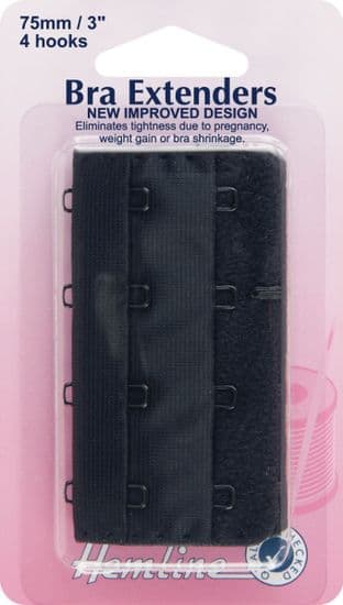 H771.75.B Bra Back Extenders: Black - 75mm