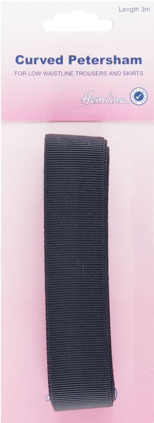 H779\BLK Curved Petersham: Black - 3m x 25mm
