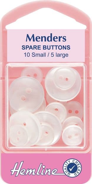H785 Menders: Spare Buttons: White - 15pcs