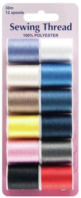 H998 Sewing Thread: 12 Assorted Colours