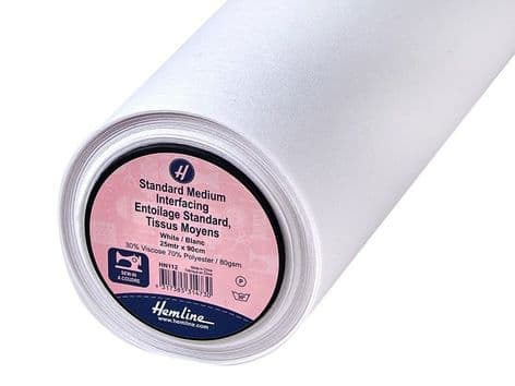 HN112: Interfacing: Standard: Medium: Sew-in: 25m x 90cm: White