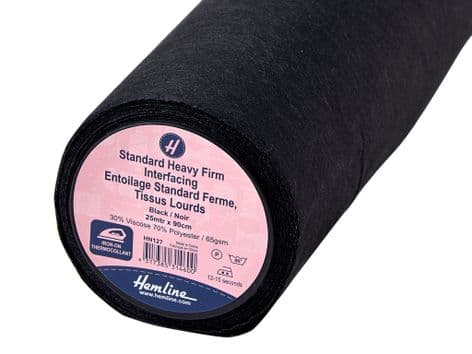 HN127: Interfacing: Standard: Heavy/Firm: Iron-on: 25m x 90cm: Black