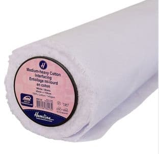 HN132 Interfacing: Medium-Heavy: Cotton: Iron-On: 25m x 110cm: White