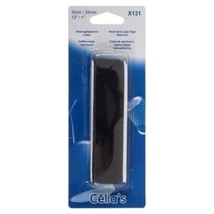 Hook & Loop Tape: Stick-On: Black: 30cm x 25mm