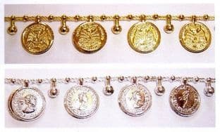 JX 0713A Coin and Drop Pearl Metallic Trimming - 10m - Full Colour Range