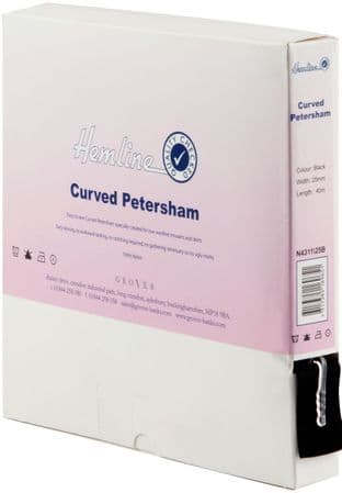 N4311\25B Curved Petersham - 40m x 25mm: Black