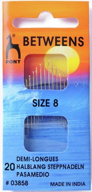 P03858 Gold Eye Sewing Needles: Betweens Size 8 - Pony