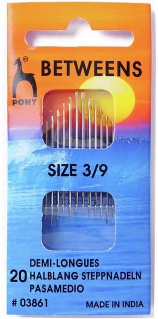 P03861 Gold Eye Sewing Needles: Betweens Size 3-9 - Pony