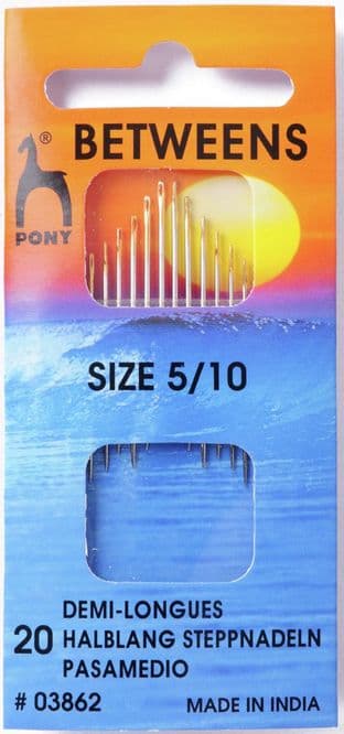 P03862 Gold Eye Sewing Needles: Betweens Size 5-10 - Pony