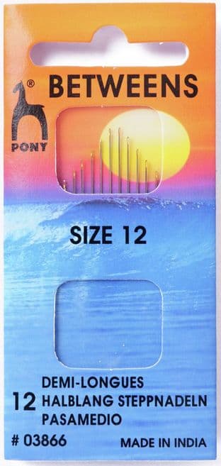 P03866 Gold Eye Sewing Needles: Betweens Size 12 - Pony