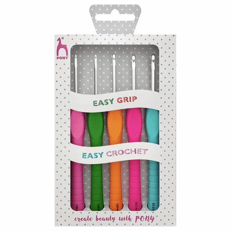 P56831 Crochet Hook Set: Easy Grip: Polka Dot: Set of 5