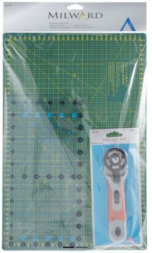 Patchwork Starter Kit: Mat, Rotary Cutter & Ruler (A3)