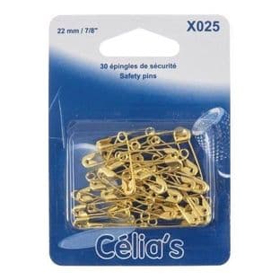 Safety Pins: Brass: 22mm
