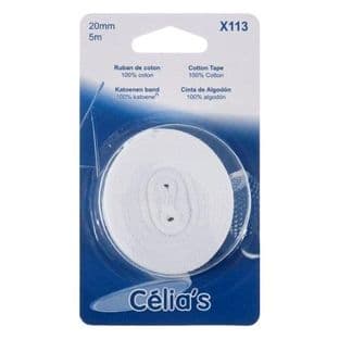 Tape: Cotton: White: 20mm