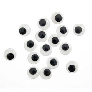 TCB002 Toy Eyes: Googly: Glue-On: 18mm: Black: 16 Pack