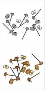 TDF Deluxe: Ear Post: Stud & Ring with Scroll: Plated: 3 packs of 4 - Gold or Silver