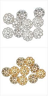 TDF Deluxe: Medium Filigree Caps: Plated: 3 Packs of 10 - Gold or Silver