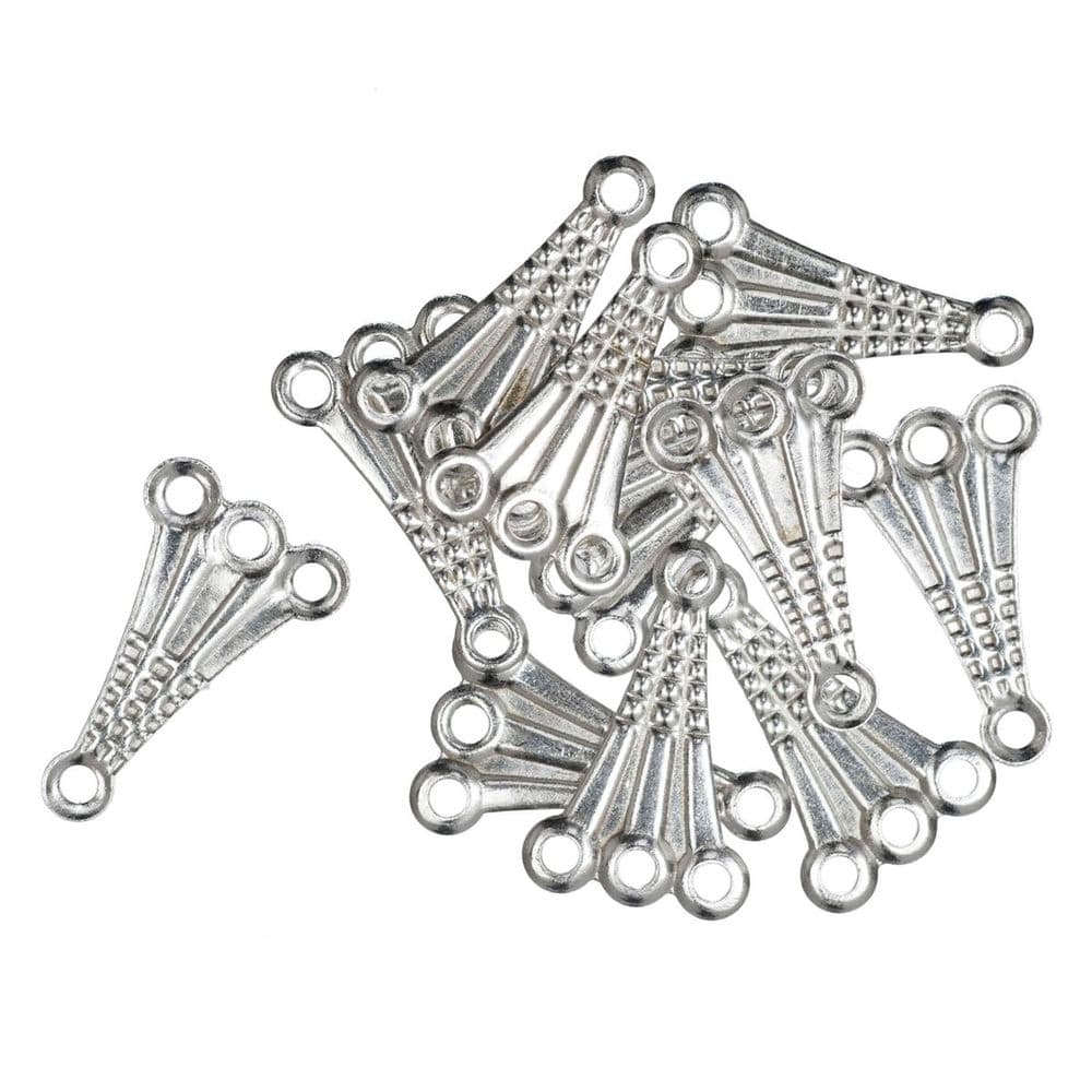 TDF43 Deluxe Fancy 3 Strand Connector Silver Plated 3 Packs of 12